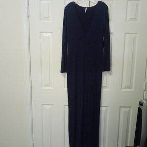 Dark Blue Body Hugging Thigh High Slit Dress
